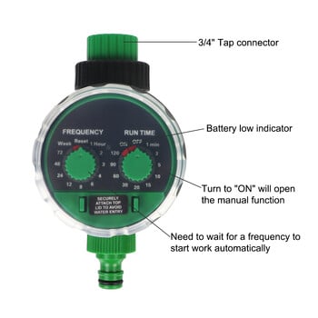 Electronic Water Timer Ball Valve 21025 Two Dial Garden Automatic Irigation Controller Σύστημα στάγδην άρδευσης που λειτουργεί με μπαταρία