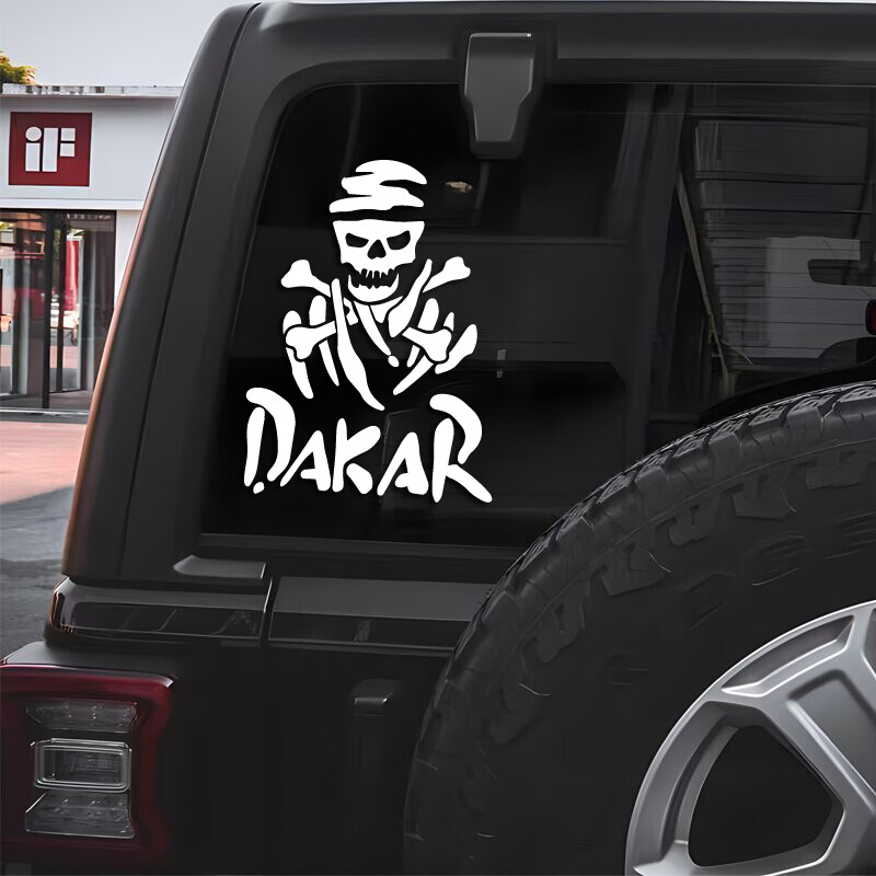 Cool okvir lubanje Dakar kreativne i smiješne naljepnice za obožavatelje i ljubitelje crtića, visoke kvalitete za automobile, kamione, motocikle i prijenosna računala