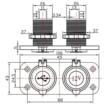 Διπλός φορτιστής γρήγορης φόρτισης QC3.0 με υποδοχή αναπτήρα 2 σε 1 αδιάβροχη πρίζα 12V