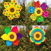 Sunflower Windmill Περιστρεφόμενος Ηλίανθος Wind Spinner Stake Μόνιμος γκαζόν Flower Pinwheel Υπαίθριο πάρτι στον κήπο Διακόσμηση για πικ-νικ