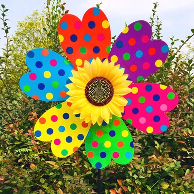 Sunflower Windmill Περιστρεφόμενος Ηλίανθος Wind Spinner Stake Μόνιμος γκαζόν Flower Pinwheel Υπαίθριο πάρτι στον κήπο Διακόσμηση για πικ-νικ