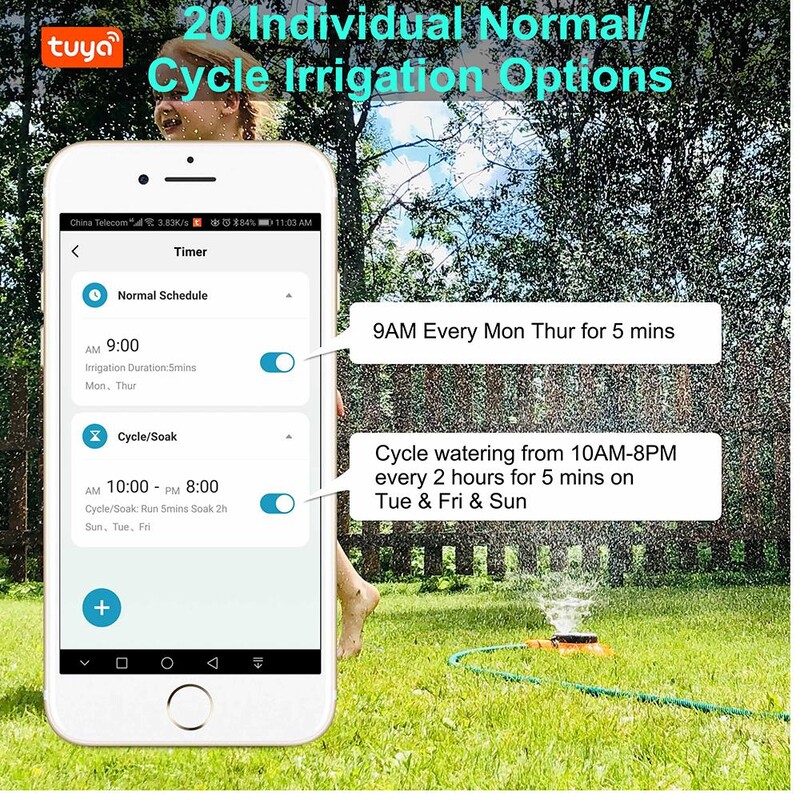 WIFI Bluetooth vremenski regulator navodnjavanja Programabilna automatska slavina za prskalice, crijevo za raspršivače, kontroler izlaznog ventila