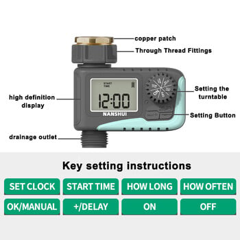 Έξυπνη οθόνη LCD Συσκευή ελέγχου άρδευσης κήπου Ελεγκτής αυτόματης εξοικονόμησης νερού Ελεγκτής άρδευσης Χρονοδιακόπτης ποτίσματος φυτών εξωτερικού χώρου