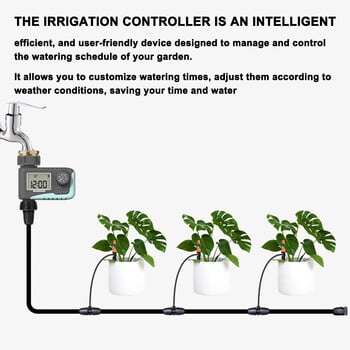 Έξυπνη οθόνη LCD Συσκευή ελέγχου άρδευσης κήπου Ελεγκτής αυτόματης εξοικονόμησης νερού Ελεγκτής άρδευσης Χρονοδιακόπτης ποτίσματος φυτών εξωτερικού χώρου