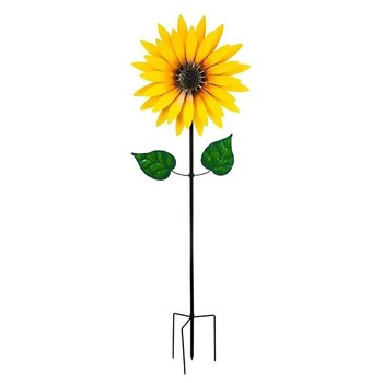 Sunflower Windmill Μεταλλικό Περιστρεφόμενο Ηλίανθο Wind Spinner με πάσσαλο Standing Lawn Flower Pinwheel Εξωτερική διακόσμηση κήπου Παιδικό παιχνίδι7