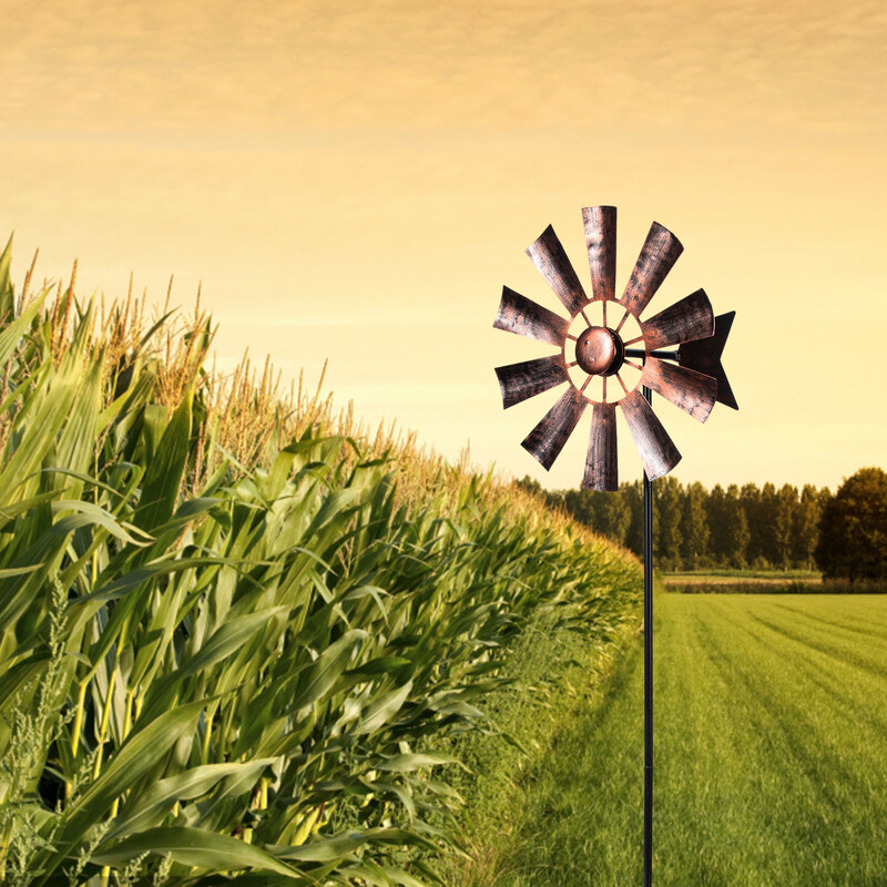 Metalni kotačići Veliki vanjski ukrasi Vrtni kolac Vjetrenjača Ukrasi za travnjak Kovano željezo Metalni ukrasi vjetrenjača Retro vjetar