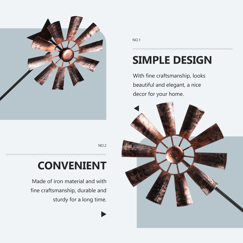 Metalni kotačići Veliki vanjski ukrasi Vrtni kolac Vjetrenjača Ukrasi za travnjak Kovano željezo Metalni ukrasi vjetrenjača Retro vjetar