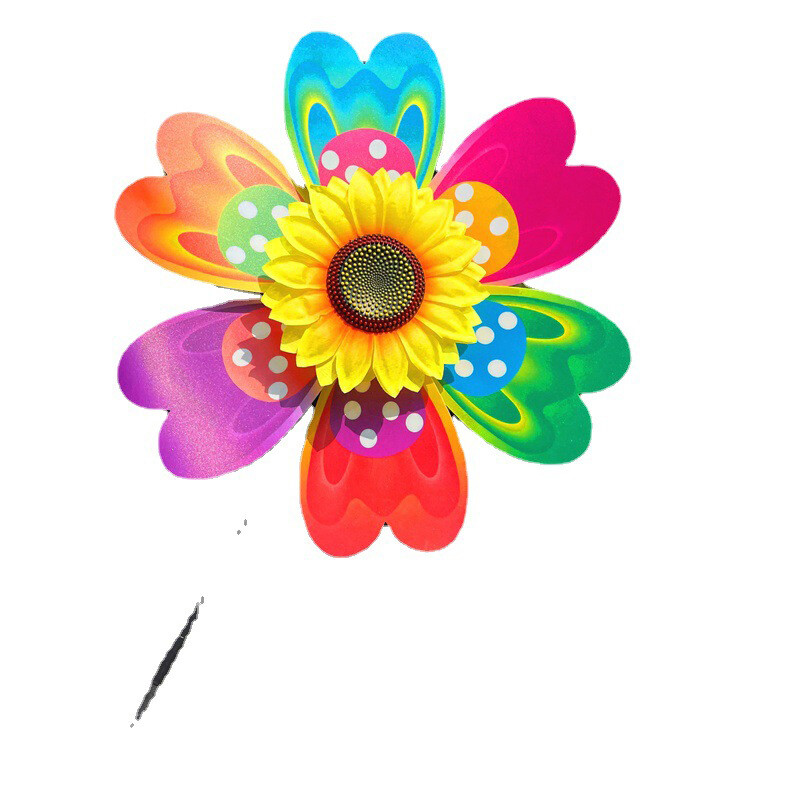 1gb saulespuķu/tauriņu vējdzirnavu rats krāsaini vizuli vējdzirnavu nēsāšana kempings pikniks mājas dārza dekorēšana