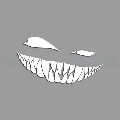 Smieklīgi zobi un ļauns skatiens uz tevi ar smaidu radošas un smieklīgas uzlīmes multfilmu cienītājiem un mīļotājiem, augstas kvalitātes auto kravas m