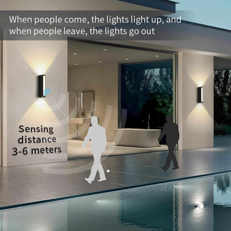 Fali lámpa LED lámpa 10 W LED fali lámpa AC85-265V IP66 Vízálló mozgásérzékelő Világítás Dekoráció Kívülről Otthonra
