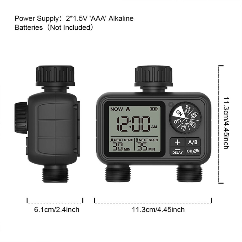 Dārza ūdens taimeris Jaunākais 2/1 izvada digitālā A/B zonas neatkarīga programmēšanas vadība Regulējams smidzinātājs Vienkārša uzstādīšana