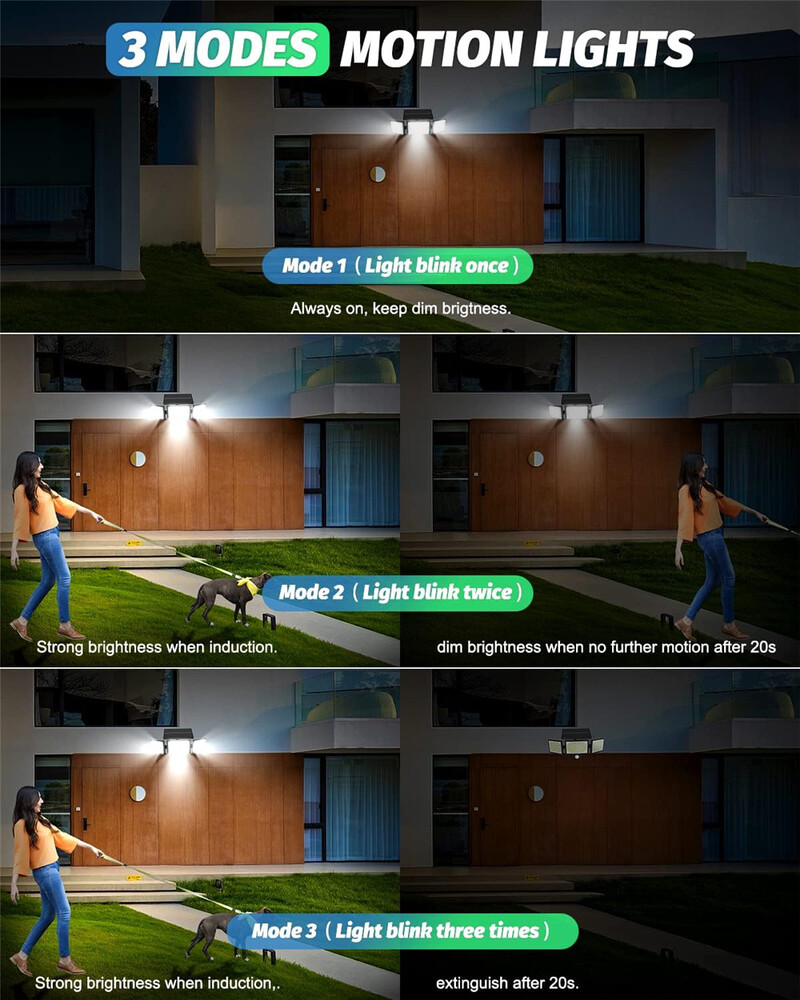 Solarno svjetlo za vanjske prostore 304/172 LED Integrirani super svijetli senzor pokreta Jaka snaga IP65 Vodootporan 3 načina rada Vrtni zid