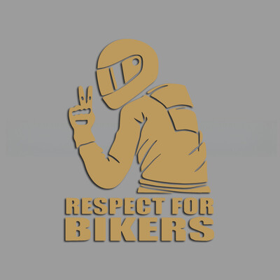 Motociklists ar forša profila radošām un smieklīgām uzlīmēm multfilmu cienītājiem un mīļotājiem, augstas kvalitātes automašīnu kravas motocikliem un l