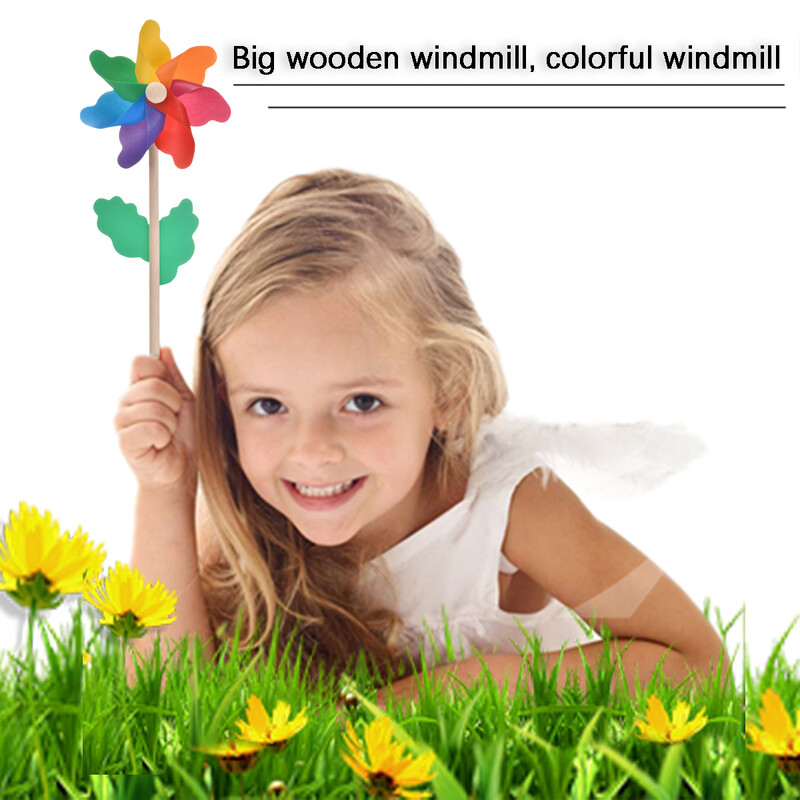 4gab vējdzirnavu plastmasas 12 cm vējdzirnavu dārza miets koka rokturis dārza zāliena pagalma ballīte bērnistaba āra dekorēšanai foto rekvizīti