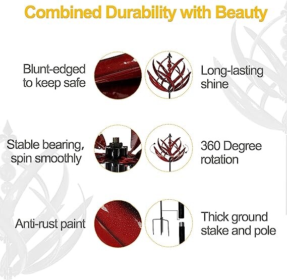 Jauns, moderns, minimālistisks, dekoratīvs, sārmains vējdzirnavu rotators Harlow vēja griezējs kaltas dzelzs vējdzirnavas dārzkopība noņemams spraudnis