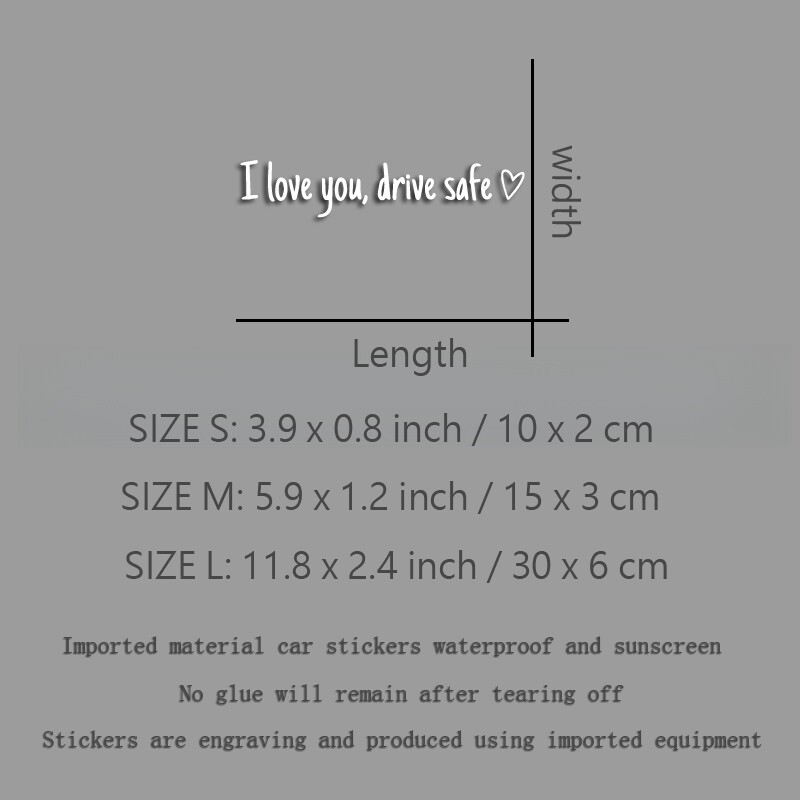 Volim te sigurna vožnja kreativni engleski slogan kreativne i smiješne naljepnice za obožavatelje i ljubitelje crtića, visoke kvalitete za automobile kamione moto