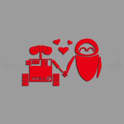 Wall-E un Eva nelīdzenās roku rokā mīl radošas un smieklīgas uzlīmes multfilmu cienītājiem un mīļotājiem, augstas kvalitātes automašīnu kravas motocikliem