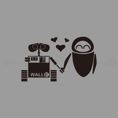 Wall-E un Eva nelīdzenās roku rokā mīl radošas un smieklīgas uzlīmes multfilmu cienītājiem un mīļotājiem, augstas kvalitātes automašīnu kravas motocikliem