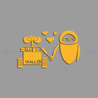 Wall-E un Eva nelīdzenās roku rokā mīl radošas un smieklīgas uzlīmes multfilmu cienītājiem un mīļotājiem, augstas kvalitātes automašīnu kravas motocikliem