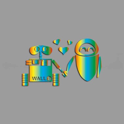 Wall-E un Eva nelīdzenās roku rokā mīl radošas un smieklīgas uzlīmes multfilmu cienītājiem un mīļotājiem, augstas kvalitātes automašīnu kravas motocikliem