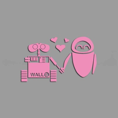 Wall-E un Eva nelīdzenās roku rokā mīl radošas un smieklīgas uzlīmes multfilmu cienītājiem un mīļotājiem, augstas kvalitātes automašīnu kravas motocikliem