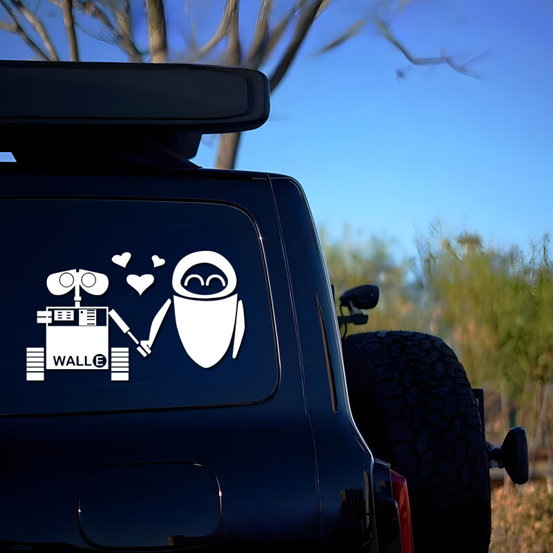 Wall-E i Evina neravna ruka u ruci vole kreativne i smiješne naljepnice za obožavatelje i ljubitelje crtića, visoke kvalitete za automobile kamione motocikle