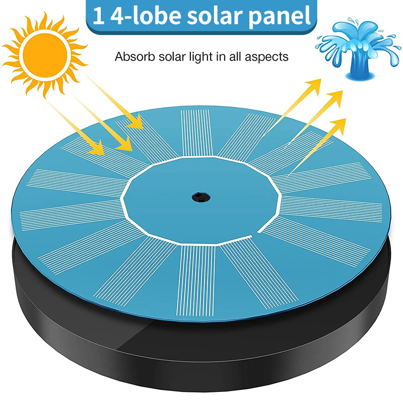 Päikeseenergiaga ujuv purskkaev 6 otsikuga Linnuvanni purskkaevupump Tiigi kaunistus päikeseenergial töötav purskkaev veepump siseõu