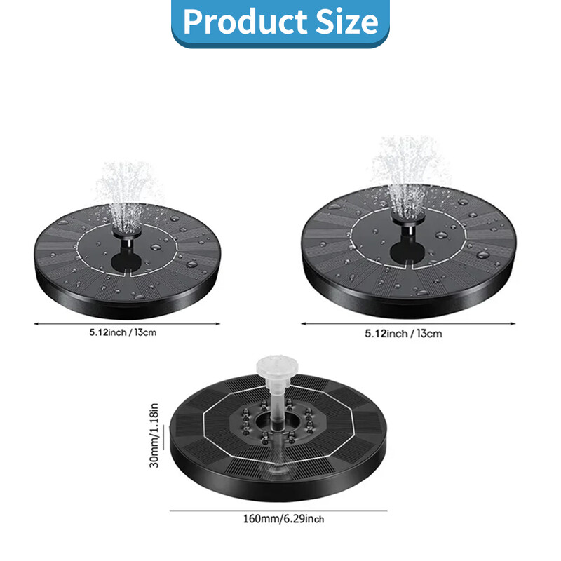 Päikeseenergiaga ujuv purskkaev 6 otsikuga Linnuvanni purskkaevupump Tiigi kaunistus päikeseenergial töötav purskkaev veepump siseõu
