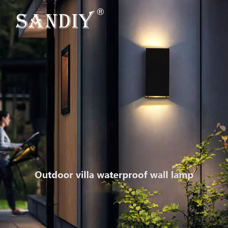 Sandiy āra sienas lampas ārējās LED ūdensnecaurlaidīgās sienas ielas lampas 220 v balkona lieveņa 2 galvu pagalma ielas apgaismojums 110 v 10 W