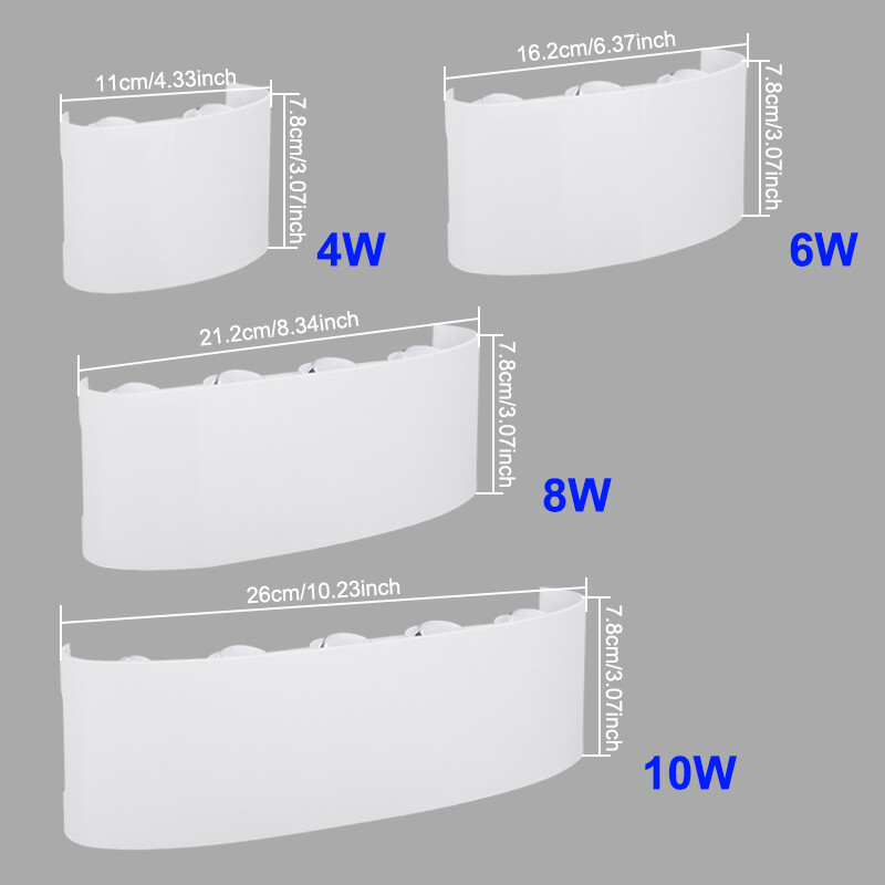 Vanjska LED zidna svjetiljka 4W 6W 8W 10W Vodootporna IP65 Svjetlo gore dolje Moderna dekoracija svjetla za vrt, dvorište, spavaću sobu, dnevni boravak