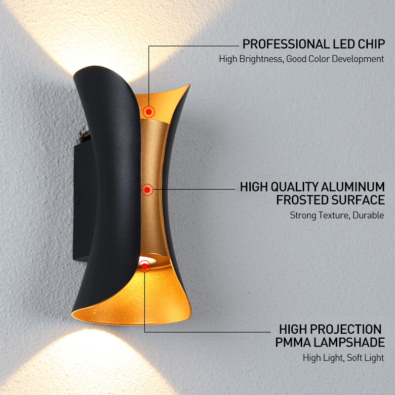 LED sienas lampa 6W 10W alumīnija IP65 ūdensnecaurlaidīga āra sienas lampa Dārza veranda Moderna iekštelpu ziemeļvalstu lampas dekoru apgaismojums