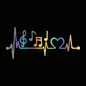 Automašīnas uzlīme 3D 21,5 cm* 8,3 cm Mūzikas notis Sirdspukstu uzlīme uz Automašīnas Smieklīgas uzlīmes un uzlīmes Vinila automobiļu stila melns/sudrabs/lāzers