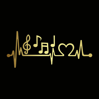 Automašīnas uzlīme 3D 21,5 cm* 8,3 cm Mūzikas notis Sirdspukstu uzlīme uz Automašīnas Smieklīgas uzlīmes un uzlīmes Vinila automobiļu stila melns/sudrabs/lāzers