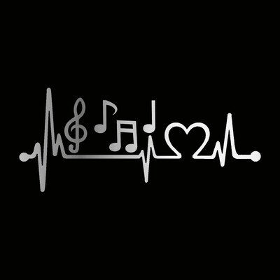 Automašīnas uzlīme 3D 21,5 cm* 8,3 cm Mūzikas notis Sirdspukstu uzlīme uz Automašīnas Smieklīgas uzlīmes un uzlīmes Vinila automobiļu stila melns/sudrabs/lāzers