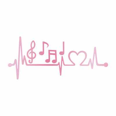 Automašīnas uzlīme 3D 21,5 cm* 8,3 cm Mūzikas notis Sirdspukstu uzlīme uz Automašīnas Smieklīgas uzlīmes un uzlīmes Vinila automobiļu stila melns/sudrabs/lāzers