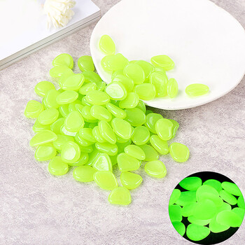 100Pcs Glow in the Dark Pebbles Tank Water Luminous Stones Garden Path Ενυδρείο Glowing Stones Διακοσμήσεις κήπου εξωτερικού χώρου