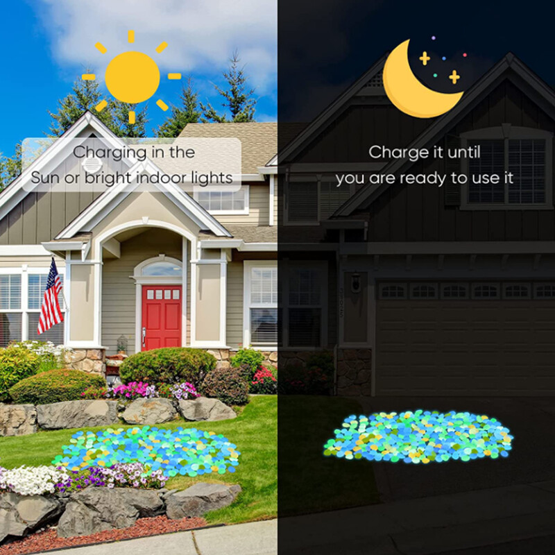 10/20/50GAB Kvēlojoši oļi mirdzoši akmeņi mirdzoši mājas zivju tvertņu dārza rotājumi, gaiši mirdzoši tumsā aksesuāri dāvanai