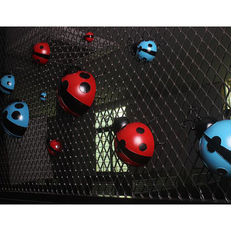 Dzelzs mārīte, metāla dzīvnieks piekārts sienas mākslas pakaramais iekštelpu āra dārza mājas dekors, 10 cm