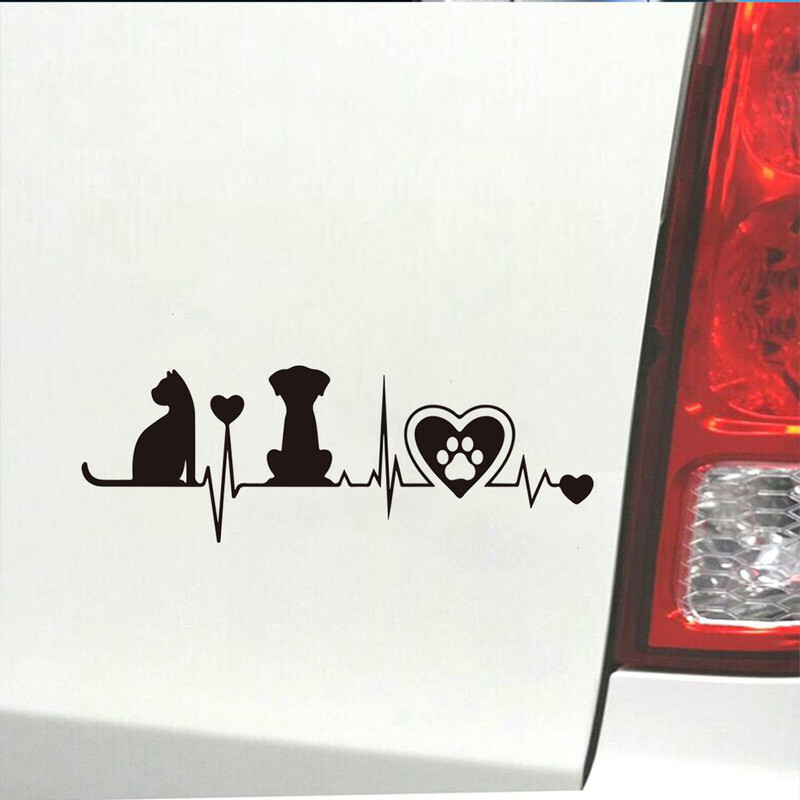 Naljepnica za motocikle Otkucaji srca Mačke i psi vole otiske stopala Reflektirajuće naljepnice za automobile Moto naljepnice za automobile Smiješne JDM vinilne