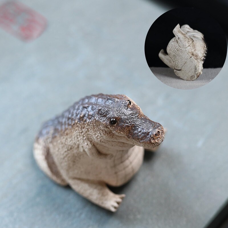 Ukrasi za statuu bebe krokodila, vrtna dvorišna životinja Kip bebe krokodila Mini ukrasni vrtni ukrasi od smole