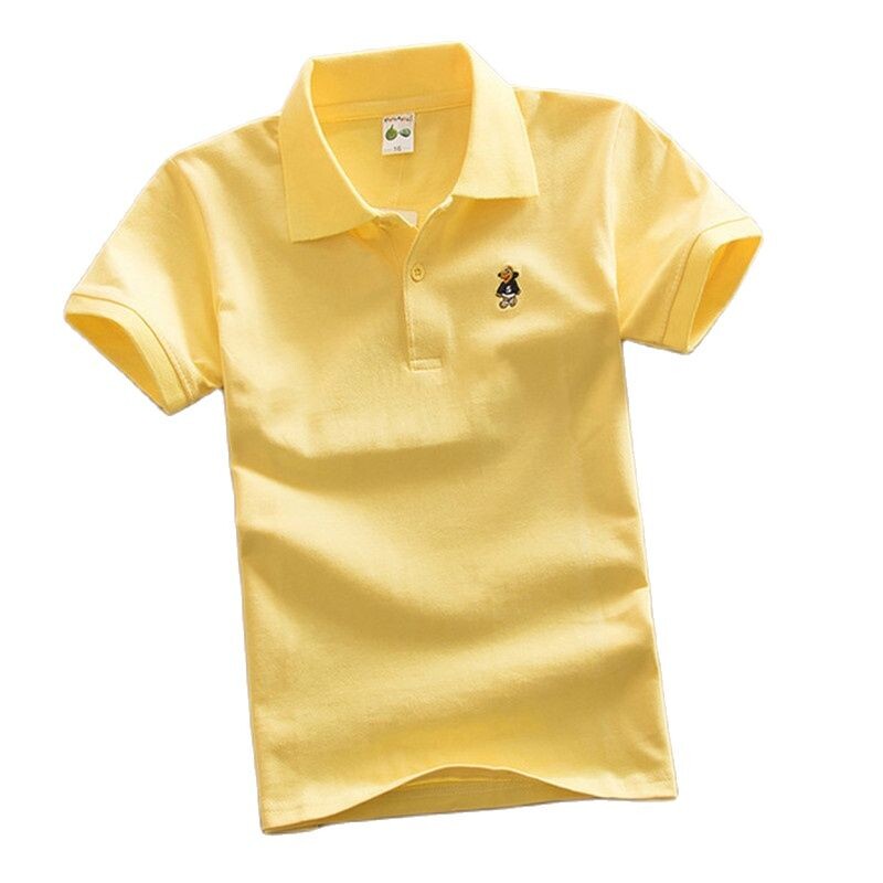 Zēnu tīņu krekls ar īsām piedurknēm 2023. gada vasaras modes karikatūra Lāču izšūšana Skolas drēbes Mazas meitenes polo krekli 2–14 gadu topi