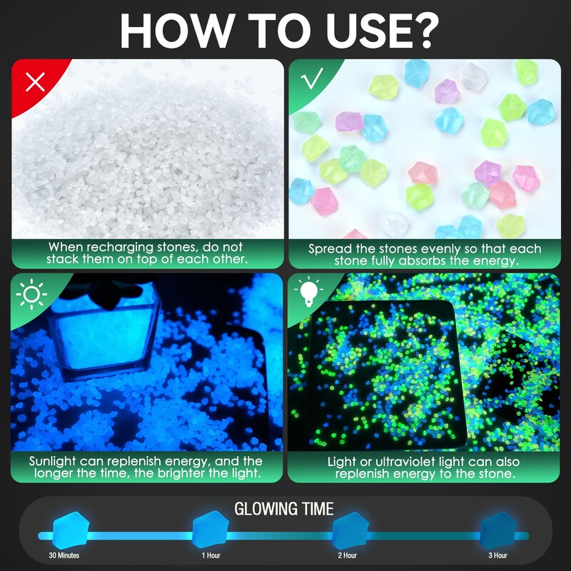 1000 komada 3-5 mm Svjetleći pijesak koji svijetli u tami Kameni kamenčići Kućni vrt Dvorište Vanjska staza Dekoracije travnjaka Fish Tank Dekoracija akvarija