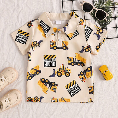 Bērnu polo modes apdruka Ikdienas brīvdienu stila zēnu kreklu topi Vasaras un pavasara brīvdabas zēnu polo krekli