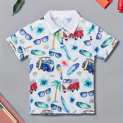 Bērnu polo modes apdruka Ikdienas brīvdienu stila zēnu kreklu topi Vasaras un pavasara brīvdabas zēnu polo krekli