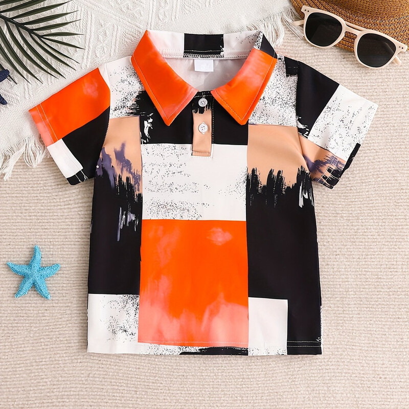 Bērnu polo modes apdruka Ikdienas brīvdienu stila zēnu kreklu topi Vasaras un pavasara brīvdabas zēnu polo krekli