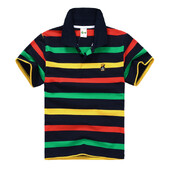 Mazuļu zēnu sporta polo krekli Vasaras krekls ar īsām piedurknēm Pusaudžiem zēniem Chemise Cotton Stripes Camisa polo bērnu kostīms no 3 līdz 14 gadiem