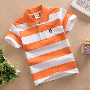 Mazuļu zēnu sporta polo krekli Vasaras krekls ar īsām piedurknēm Pusaudžiem zēniem Chemise Cotton Stripes Camisa polo bērnu kostīms no 3 līdz 14 gadiem