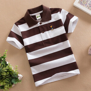 Mazuļu zēnu sporta polo krekli Vasaras krekls ar īsām piedurknēm Pusaudžiem zēniem Chemise Cotton Stripes Camisa polo bērnu kostīms no 3 līdz 14 gadiem