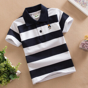 Mazuļu zēnu sporta polo krekli Vasaras krekls ar īsām piedurknēm Pusaudžiem zēniem Chemise Cotton Stripes Camisa polo bērnu kostīms no 3 līdz 14 gadiem