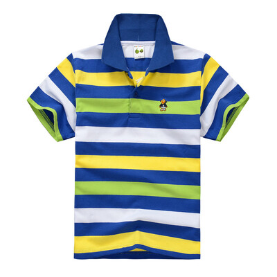 Mazuļu zēnu sporta polo krekli Vasaras krekls ar īsām piedurknēm Pusaudžiem zēniem Chemise Cotton Stripes Camisa polo bērnu kostīms no 3 līdz 14 gadiem